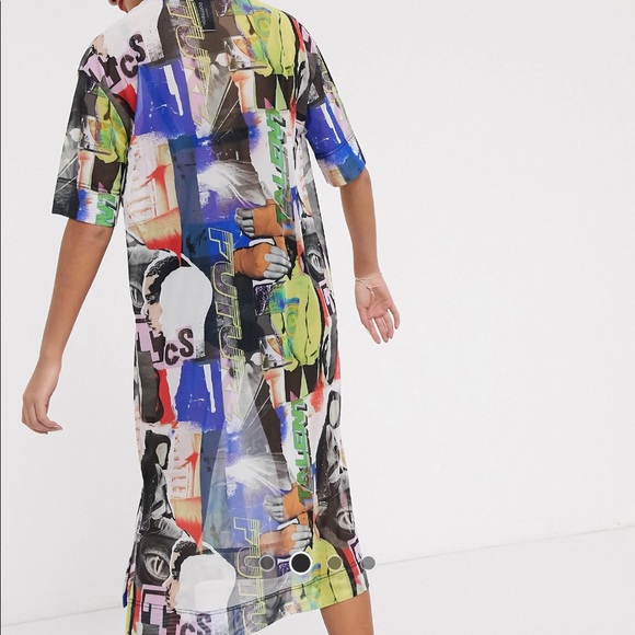 ASOS x Collusion Mesh Midi T-shirt Dress - Picture 3 of 5